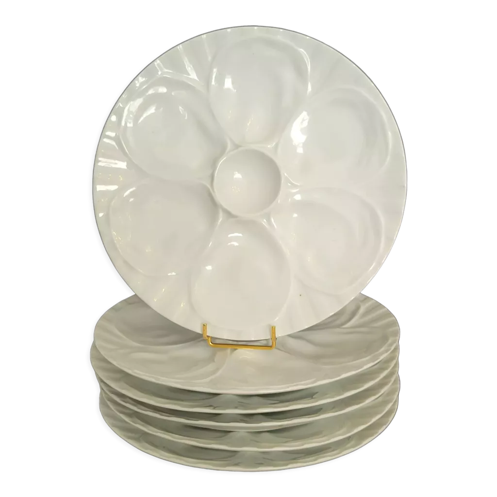 Assiette à huîtres Cosy & Trendy en porcelaine à 6 empreintes