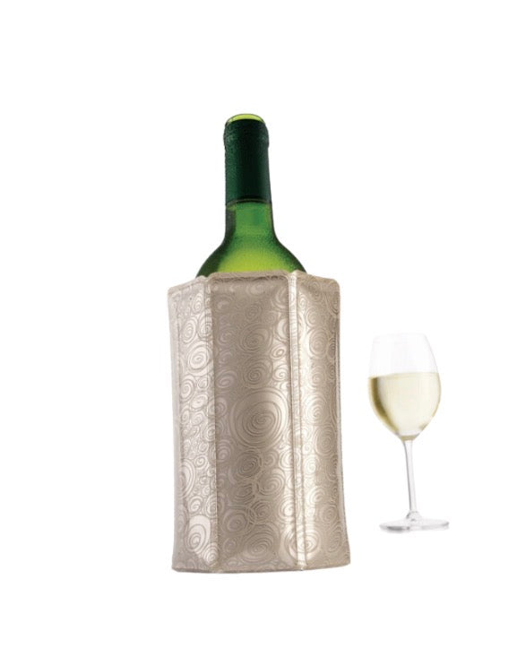 Manchon rafraîchisseur Vacu Vin autour d'une bouteille de champagne