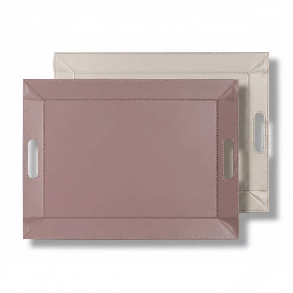 Plateau bicolore réversible en similicuir 45X35cm - Freeform