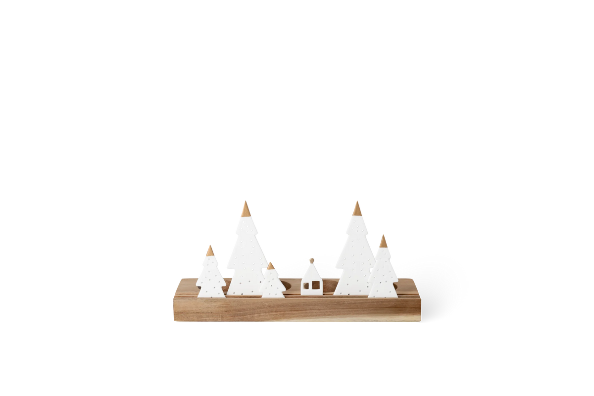 Objet lumineux sapins Räder porcelaine blanche