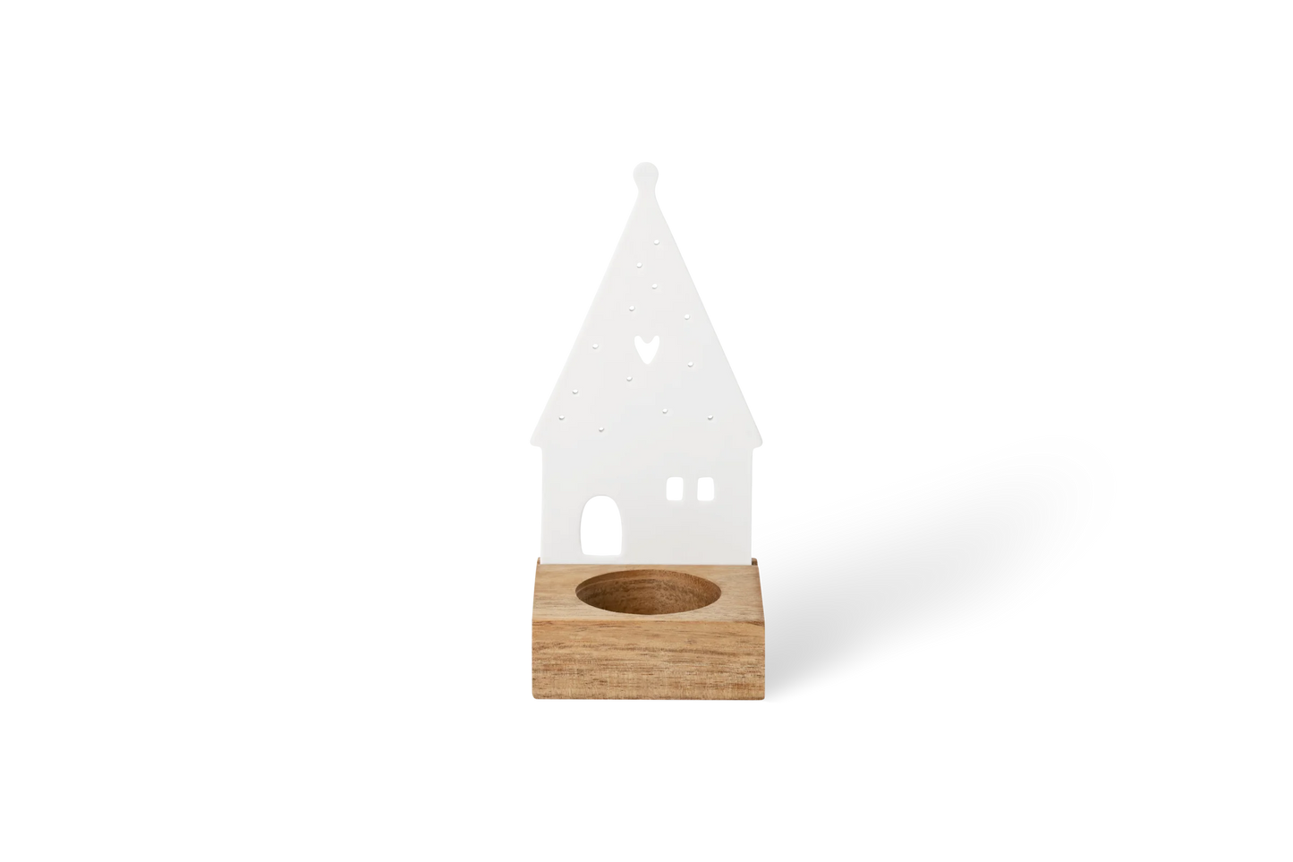 Bougeoir maison en porcelaine et bois Räder porcelaine blanche