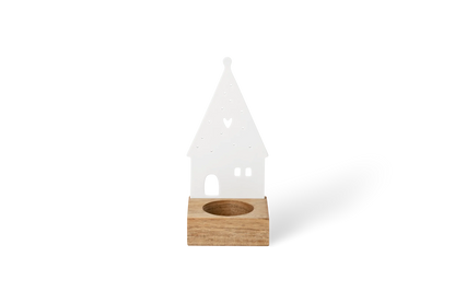 Bougeoir maison en porcelaine et bois Räder porcelaine blanche