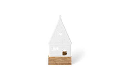 Bougeoir maison en porcelaine et bois Räder porcelaine blanche