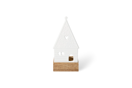 Bougeoir maison en porcelaine et bois Räder porcelaine blanche