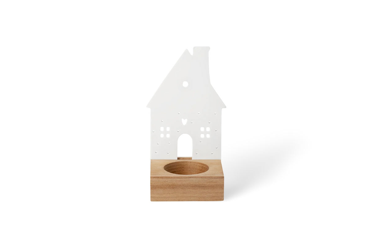 Objet lumineux maison en pain d'épices Räder porcelaine blanche