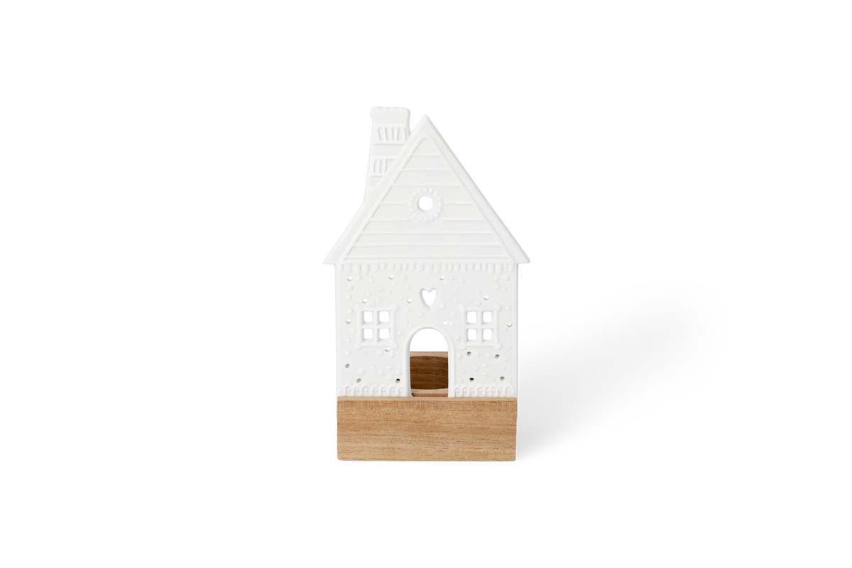 Objet lumineux maison en pain d'épices Räder porcelaine blanche