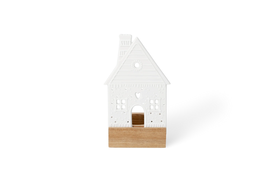 Objet lumineux maison en pain d'épices Räder porcelaine blanche