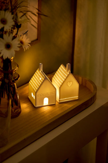 Photophore maison cœur en porcelaine Räder