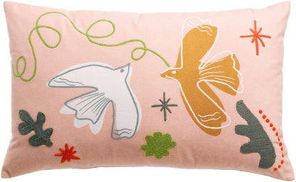 Coussin brodé Anka Bois de Rose 40 x 65 cm, broderie en relief sur housse en coton