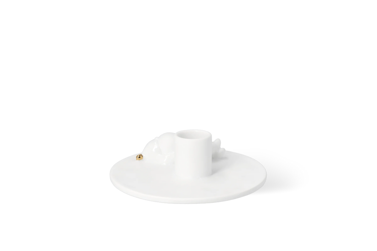 Bougeoir Père Noël en pause Räder porcelaine blanche