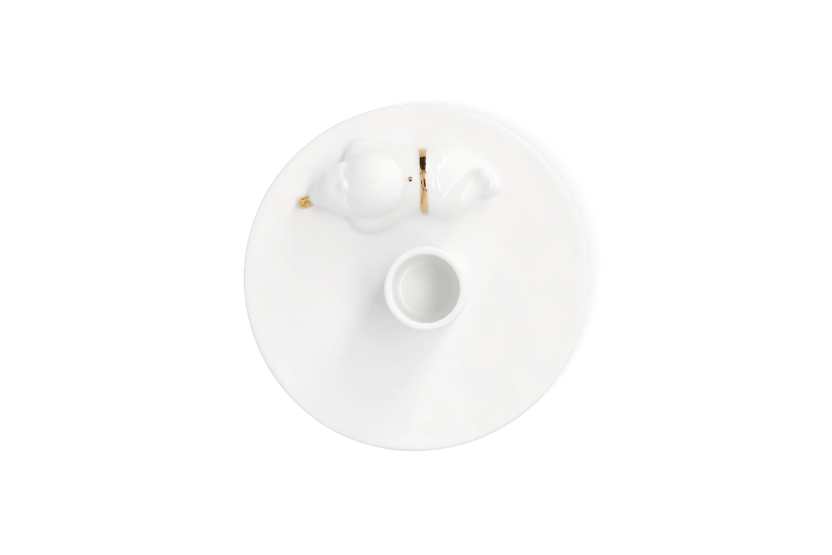 Bougeoir Père Noël en pause Räder porcelaine blanche