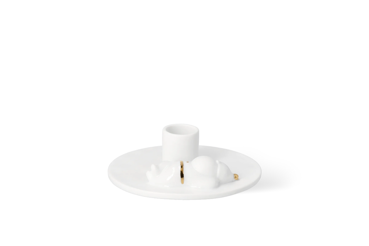 Bougeoir Père Noël en pause Räder porcelaine blanche