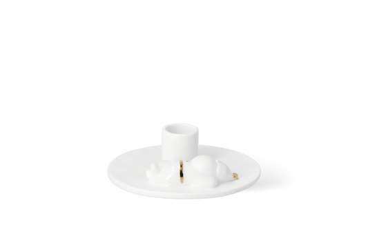 Bougeoir Père Noël en pause Räder porcelaine blanche