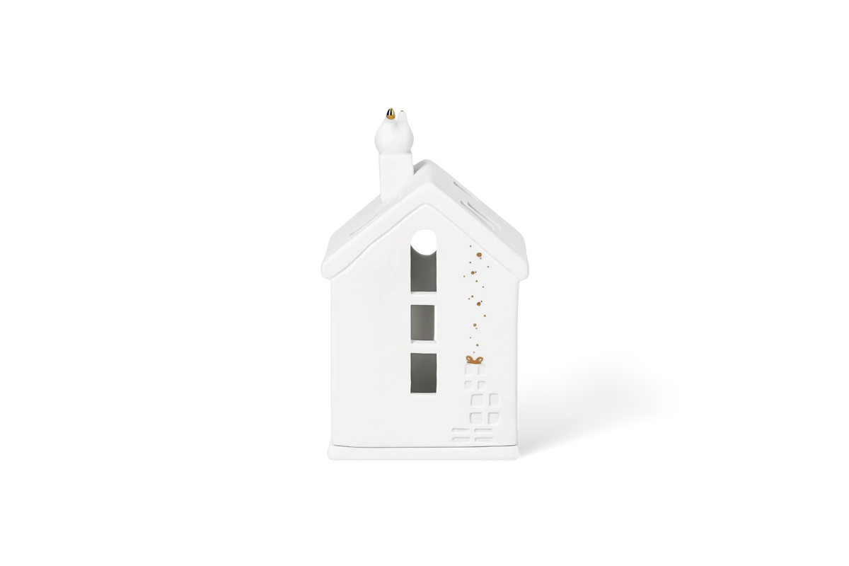Maison lumineuse petits pieds du Père Noël Räder porcelaine blanche