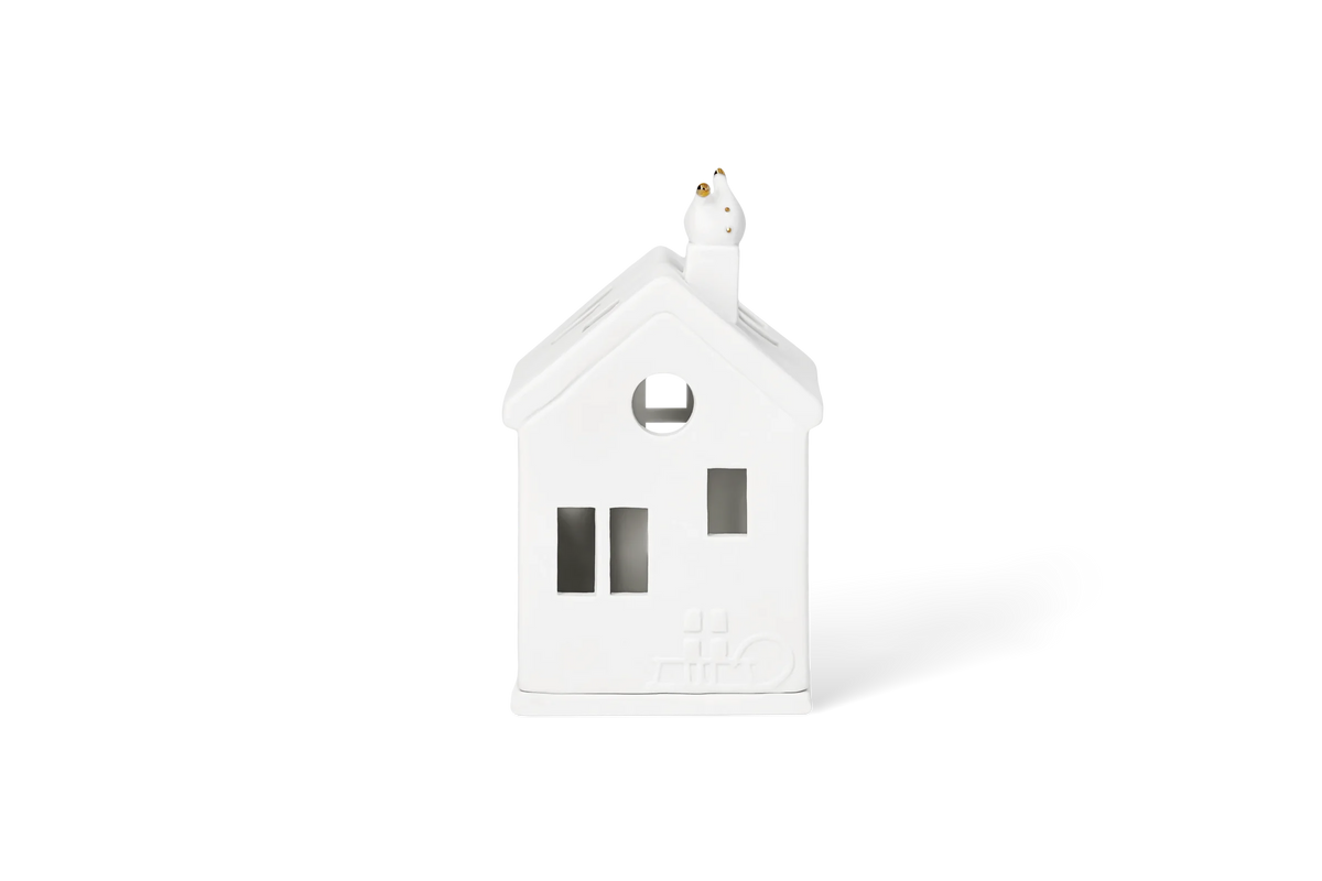 Maison lumineuse petits pieds du Père Noël Räder porcelaine blanche