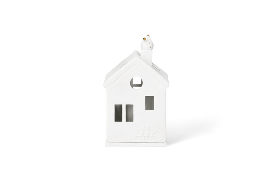 Maison lumineuse petits pieds du Père Noël Räder porcelaine blanche