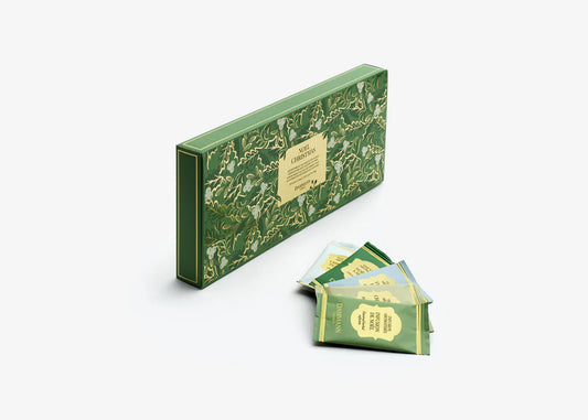 Coffret assortiment de Noël Dammann Frères - décor de feuillage d'hiver coloré