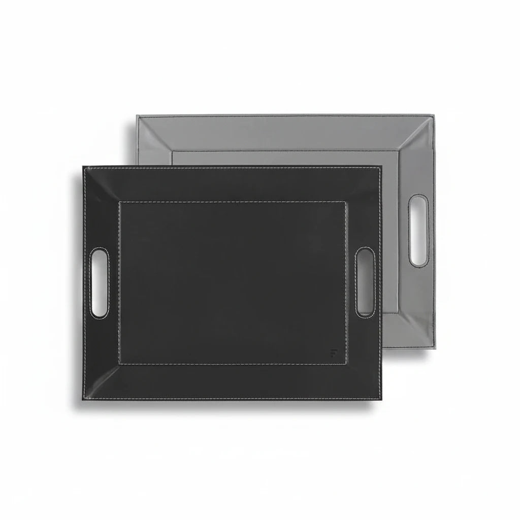 Plateau bicolore réversible en similicuir 45X35cm - Freeform