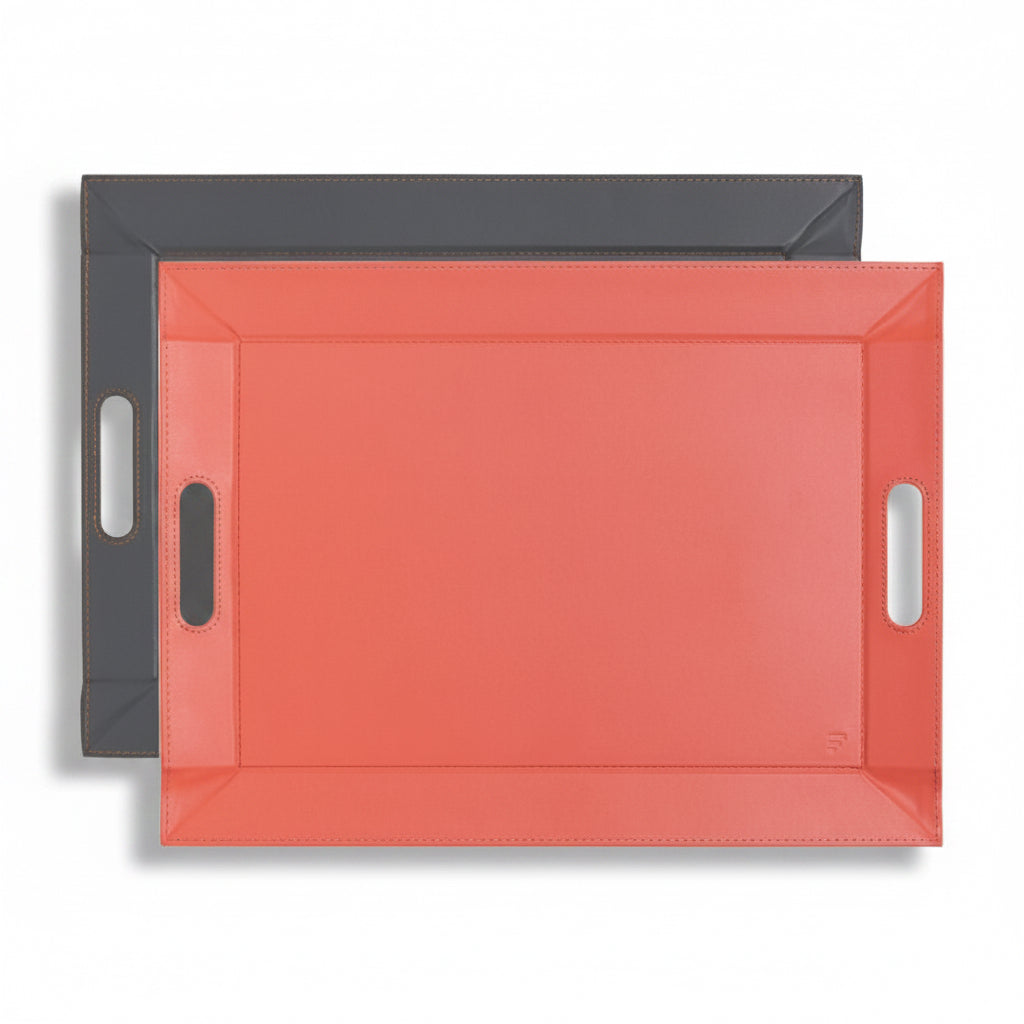 Plateau bicolore réversible en similicuir 45X35cm - Freeform
