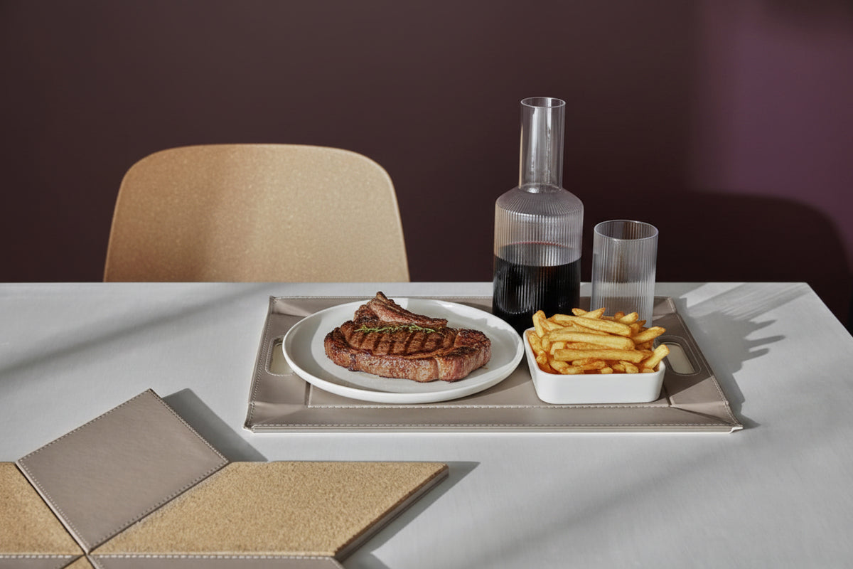 Plateau bicolore réversible en similicuir 45X35cm - Freeform