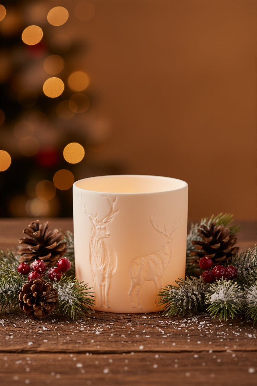 Photophore porcelaine cerf Räder porcelaine blanche