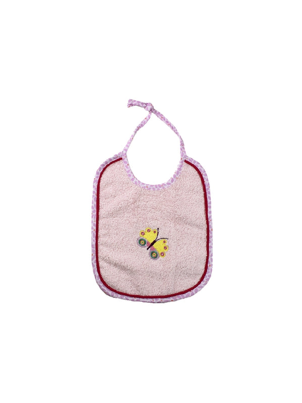Bavoir butterfly rose en coton 20x26cm avec biais coton et lien de fermeture