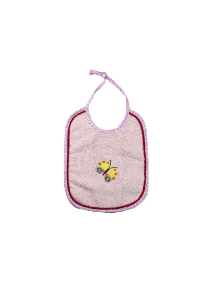 Bavoir butterfly rose en coton 20x26cm avec biais coton et lien de fermeture