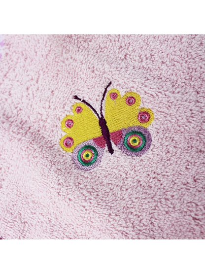 Bavoir butterfly rose en coton 20x26cm avec biais coton et lien de fermeture