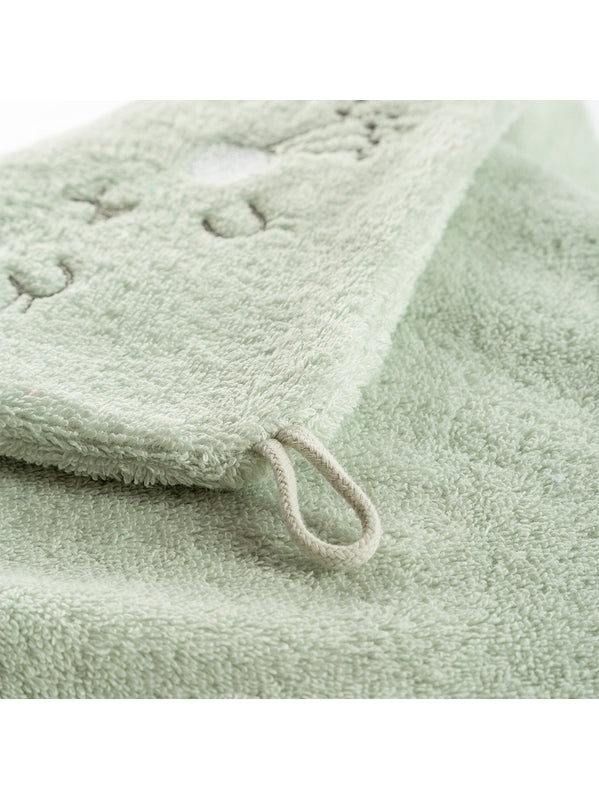 Cape de bain enfant 80x80 cm en coton avec motif petit lapin vert d'eau