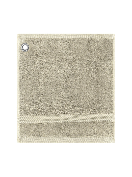 Carré de toilette 30x30 beige en coton avec œillet métallique Elea Angora