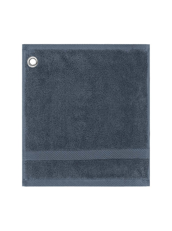 Carré de bain 30x30 en coton bleu ardoise avec œillet métallique