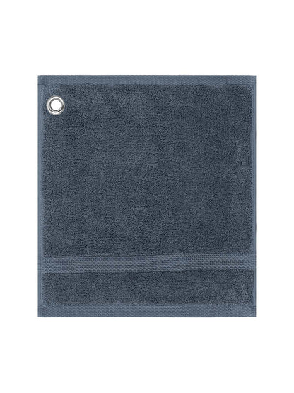 Carré de bain 30x30 en coton bleu ardoise avec œillet métallique