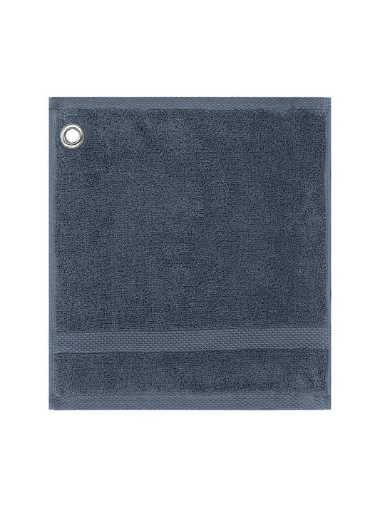 Carré de bain 30x30 en coton bleu ardoise avec œillet métallique