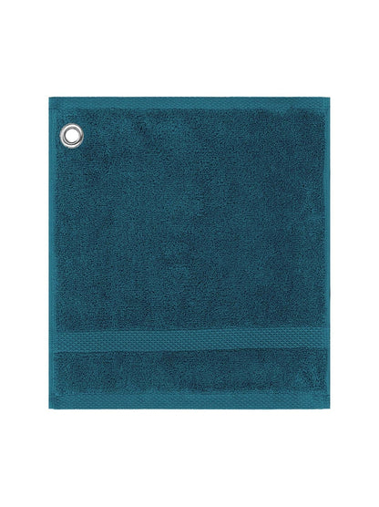 Carré de bain 30x30 bleu canard en coton avec œillet métallique