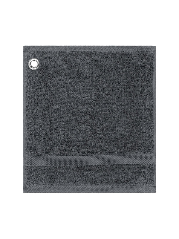 Carré de bain 30x30 cm anthracite en coton avec oeillet métallique