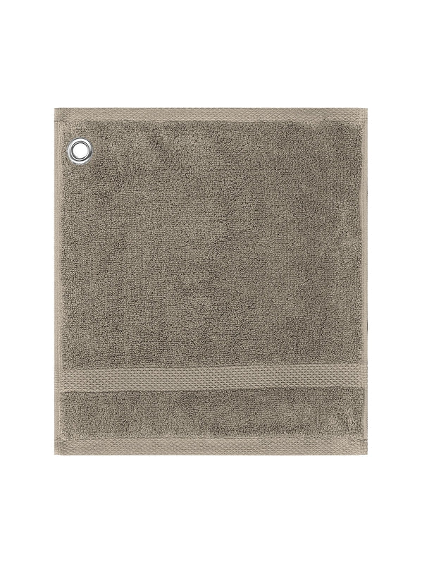 Carré de bain 30x30 en coton beige châtaignes avec œillet métallique