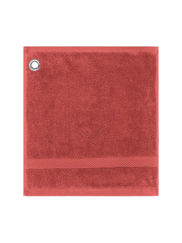 Carré éponge corail 30x30 en coton avec œillet métallique à suspendre