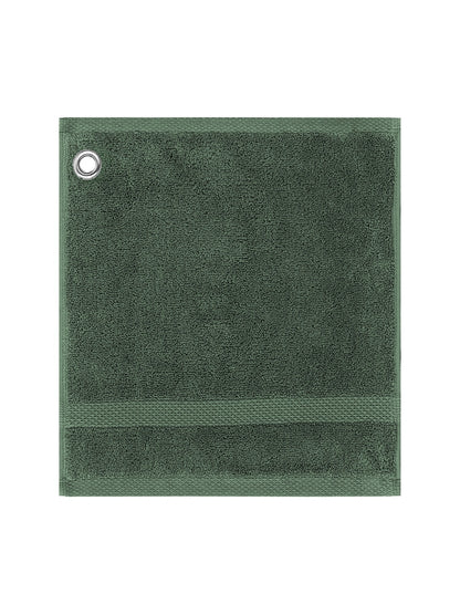 Carré éponge 30x30 cm kaki en coton avec oeillet métallique de suspension