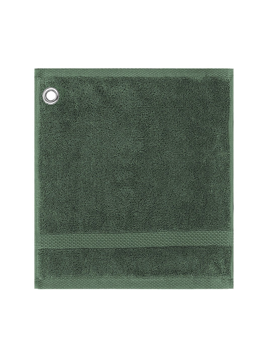 Carré éponge 30x30 cm kaki en coton avec oeillet métallique de suspension