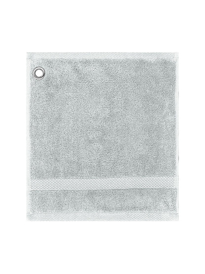 Carré essuie-main 30x30 en coton gris nuage avec oeillet métallique