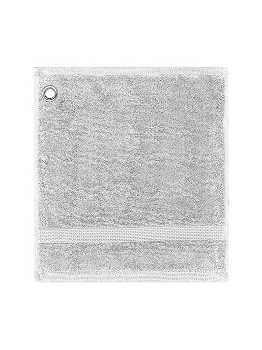 Carré essuie-main 30x30 en coton gris nuage avec oeillet métallique
