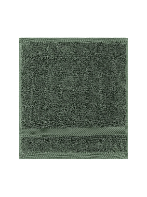 Carré éponge Elea kaki 50x50 cm en coton, texture moelleuse et absorbante