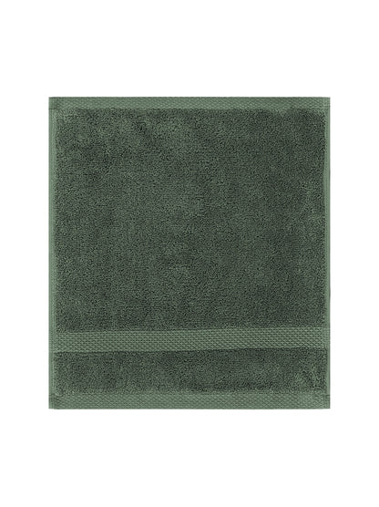 Carré éponge Elea kaki 50x50 cm en coton, texture moelleuse et absorbante