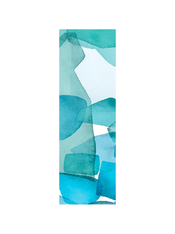 Chemin de table aqua mineral bleu 50x150 cm en coton et lin, finition ourlets 10 mm