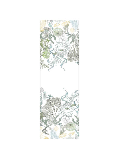 Chemin de table Balade Marine Verde vert 50x150 en coton et lin