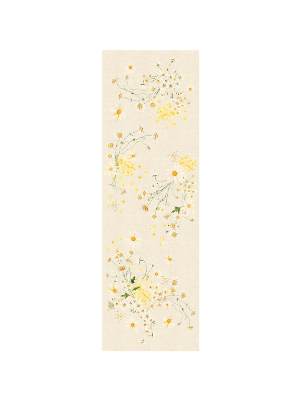 Chemin de table Daisy chanvre beige 50x150 en lin et coton, finition ourlets 10 mm