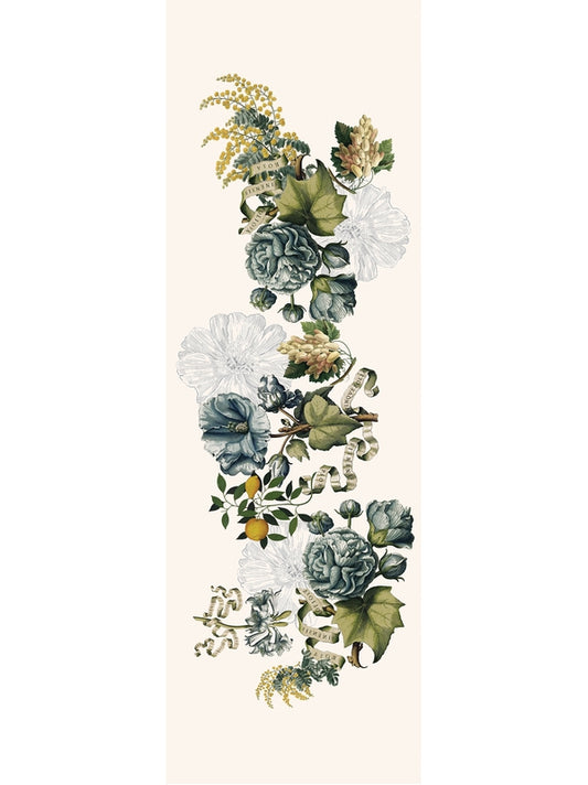 Chemin de table Giardino naturel 50x150 en coton et lin, motif multicolore