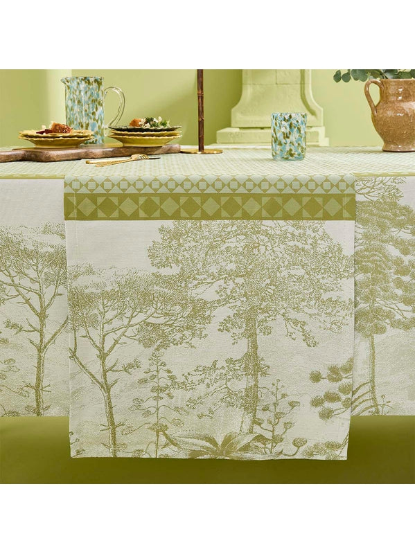 Chemin de table vert Green Sweet 50x175 cm en coton avec finition coins capuchons