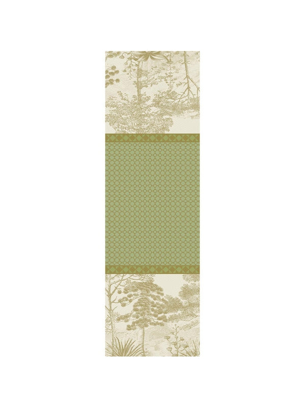 Chemin de table vert Green Sweet 50x175 cm en coton avec finition coins capuchons