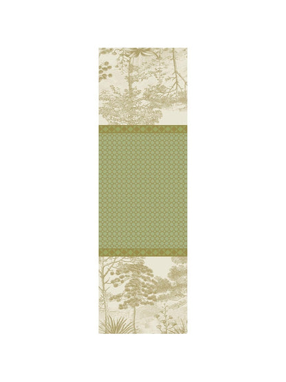 Chemin de table vert Green Sweet 50x175 cm en coton avec finition coins capuchons